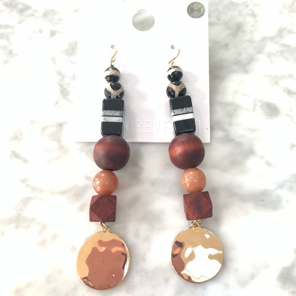 Forever 21 Jewelry - NEW Geometric Brown Gold Drop Dangling Earrings
